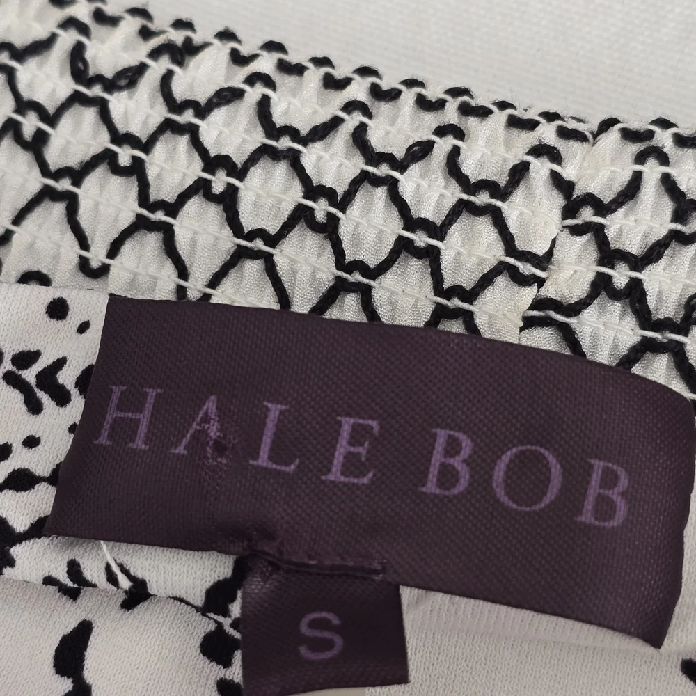 Hale Bob Strapless Maxi Dress Black White Paisley Pink Embroidered Drawstring S - Picture 2 of 14